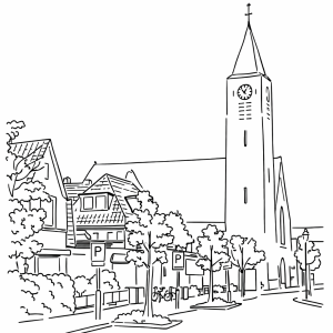 Illustratie van de omgeving in Bussum, waar onze podcaststudio gevestigd is